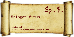 Szinger Vitus névjegykártya